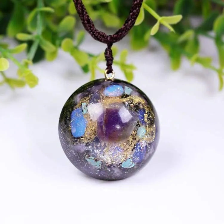 Collier améthyste orgonite et opalite