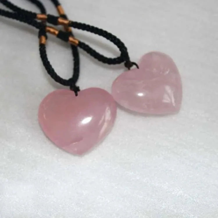 Collier coeur en quartz rose