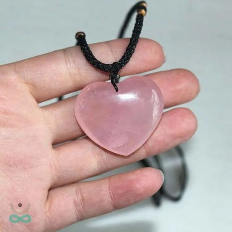 Collier coeur en quartz rose