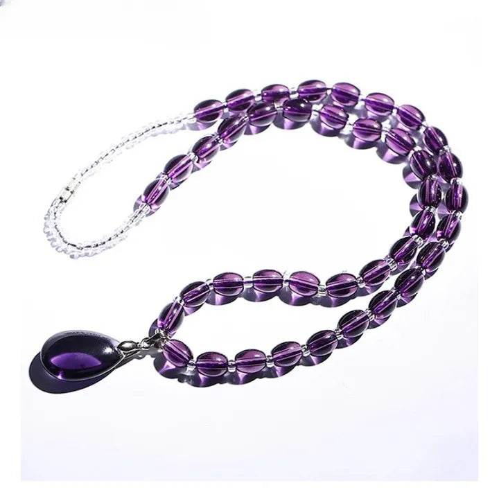 Collier améthyste à pierres en goutte