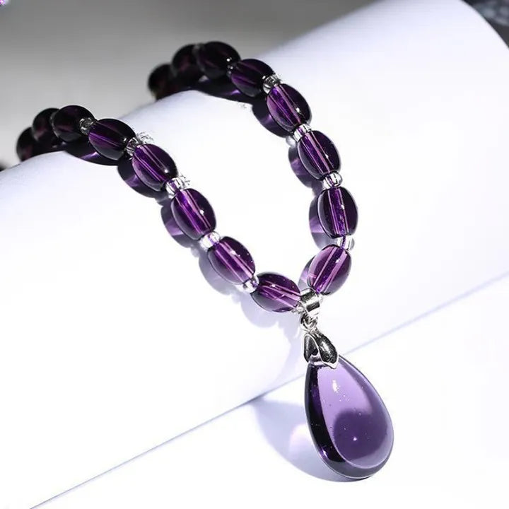 Collier améthyste à pierres en goutte