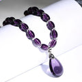 Collier améthyste à pierres en goutte