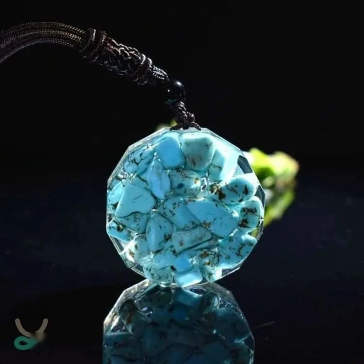 Collier arbre de vie en orgonite turquoise