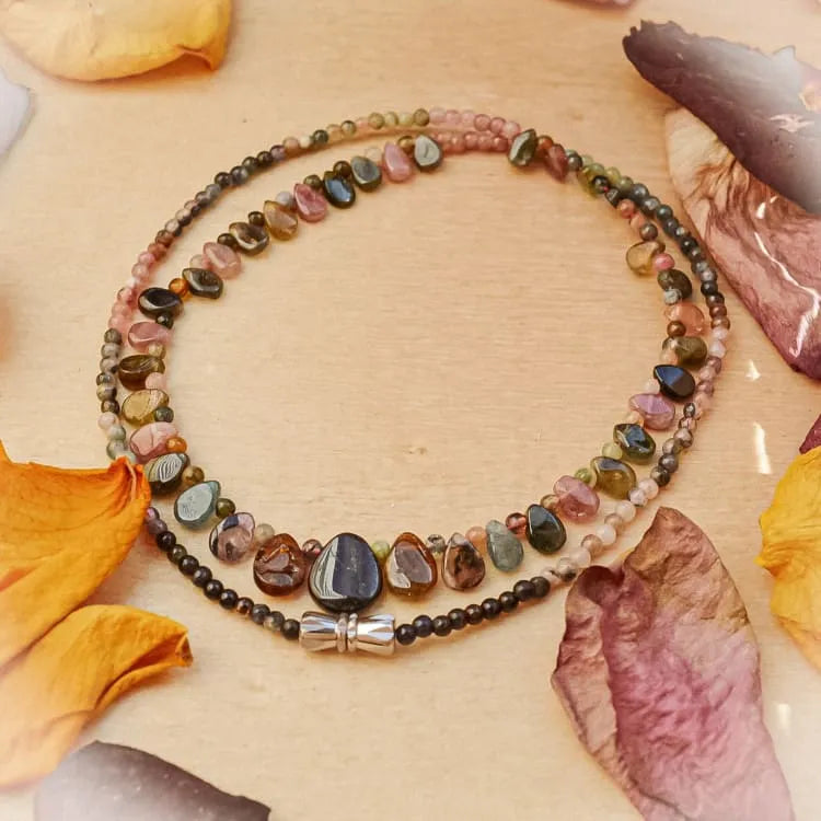 Collier tourmaline noire et grenat