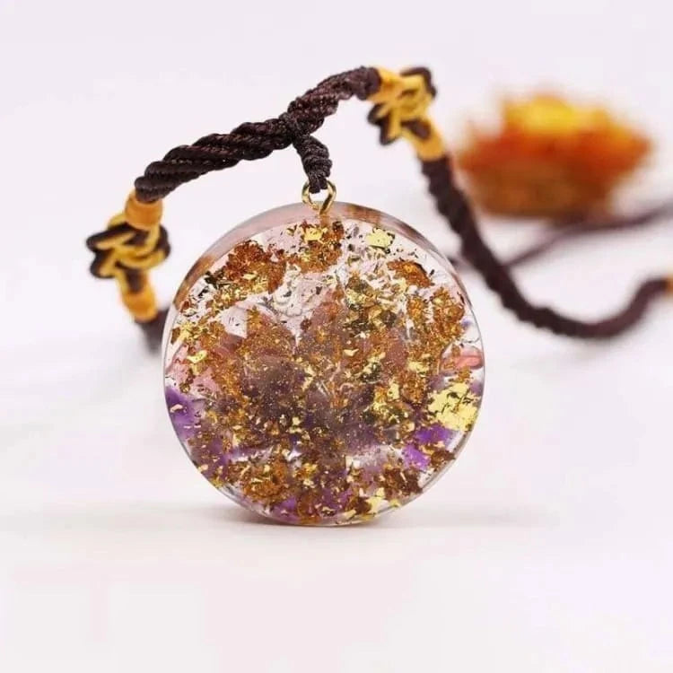 Collier améthyste orgonite fleur de lotus
