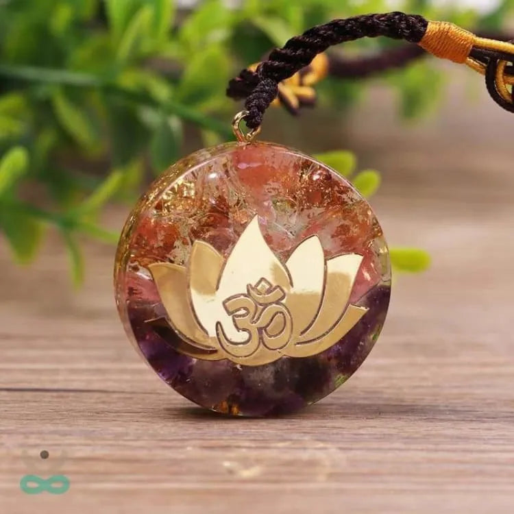 Collier améthyste orgonite fleur de lotus