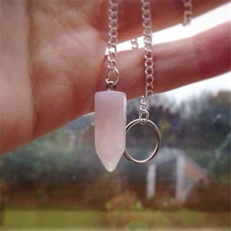 Collier pendule quartz rose