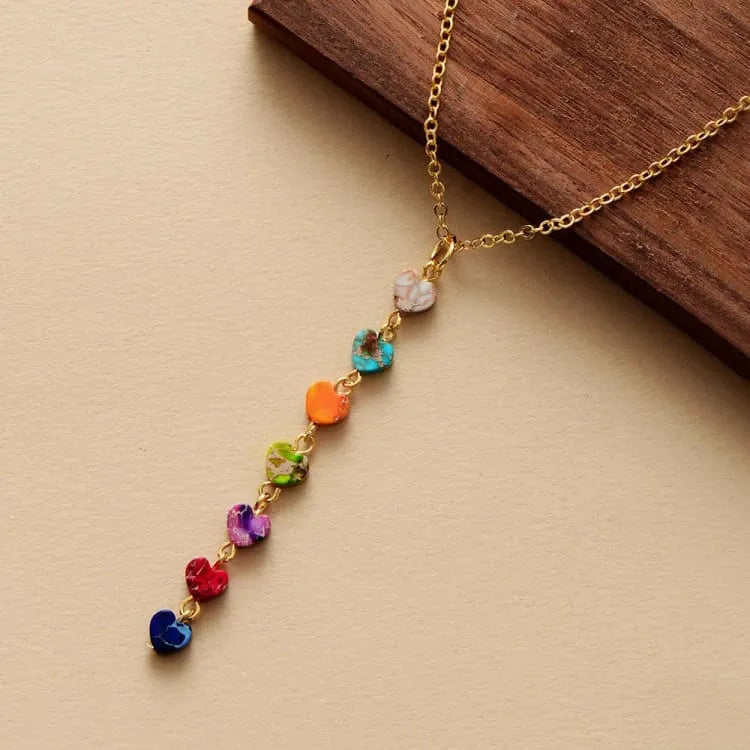 Collier 7 chakras ras de cou plaqué or