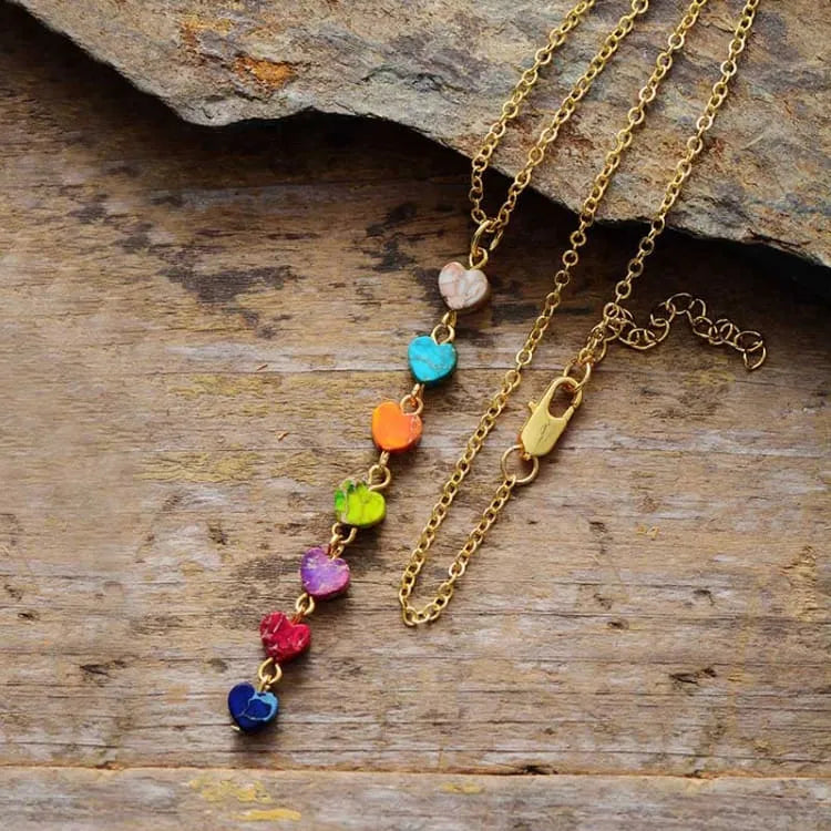 Collier 7 chakras ras de cou plaqué or