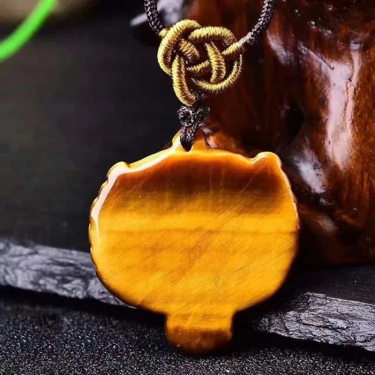 Collier oeil de tigre pendentif tigre tressé