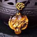 Collier oeil de tigre pendentif tigre tressé