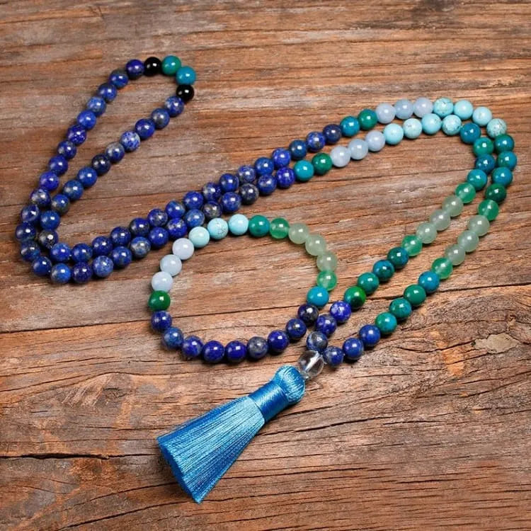 Bracelet lapis lazuli et aventurine, collier assorti