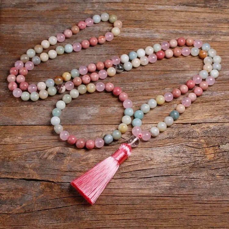 Bracelet quartz rose et amazonite, parure duo