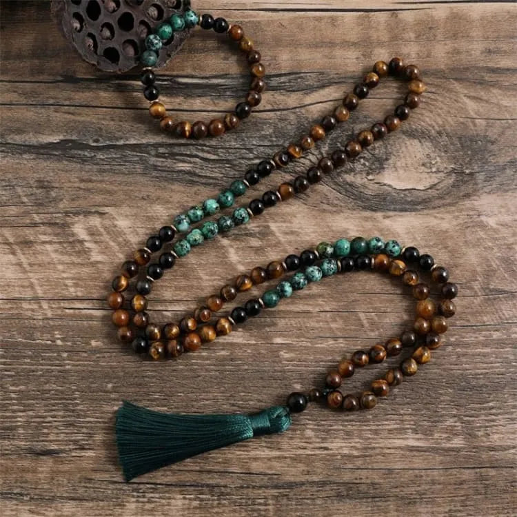 Bracelet oeil de tigre et turquoise africaine