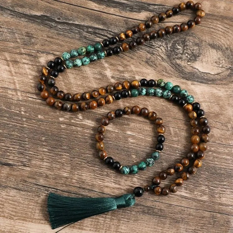 Bracelet oeil de tigre et turquoise africaine