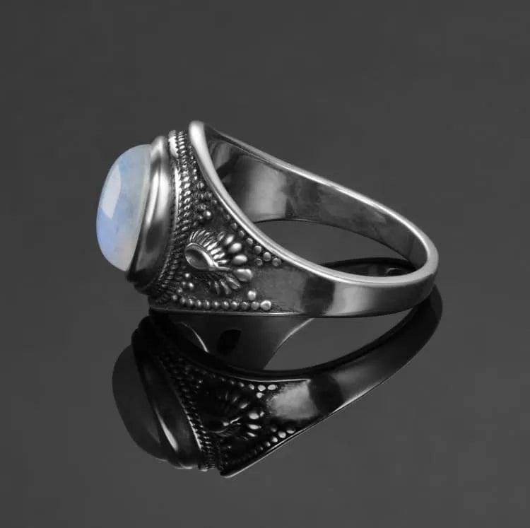 Bague pierre de lune polie