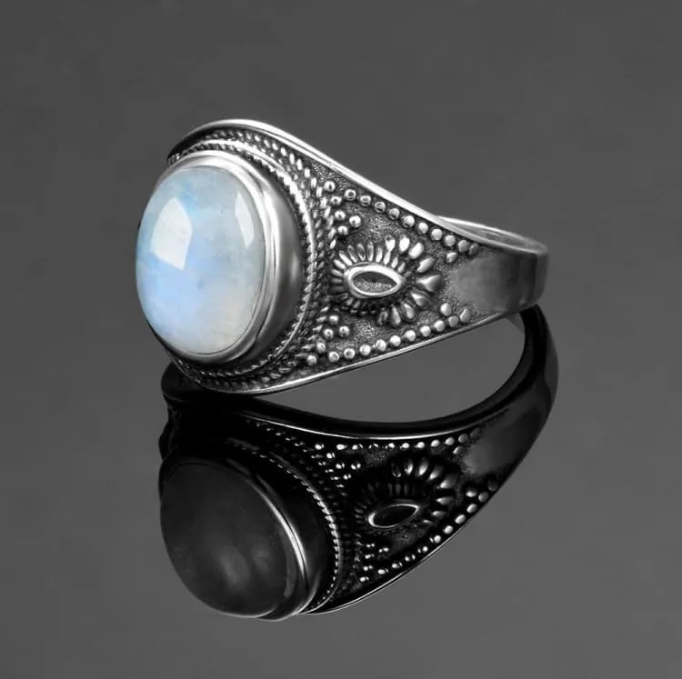 Bague pierre de lune polie