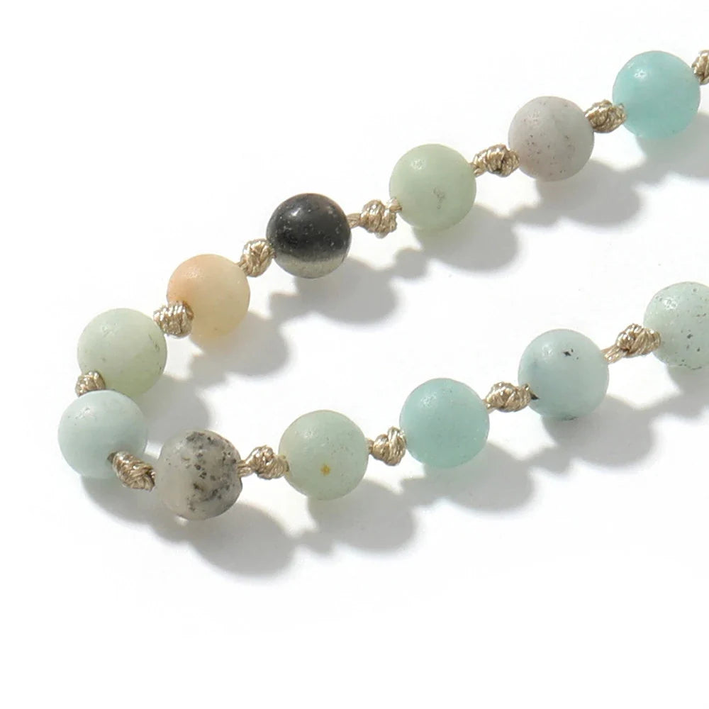 Mala tibétain en amazonite noué main