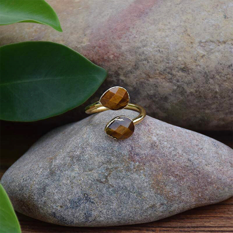 Bague oeil de tigre ajustable