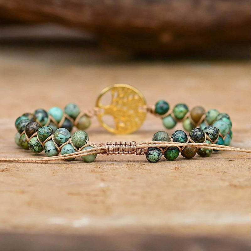 Bracelet turquoise tressé à l'arbre de vie