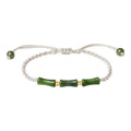 Bracelet jade olive et bambou en argent 925