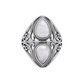 Bague pierre de lune double goutte en argent