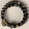 Bracelet obsidienne et bois d'ébène