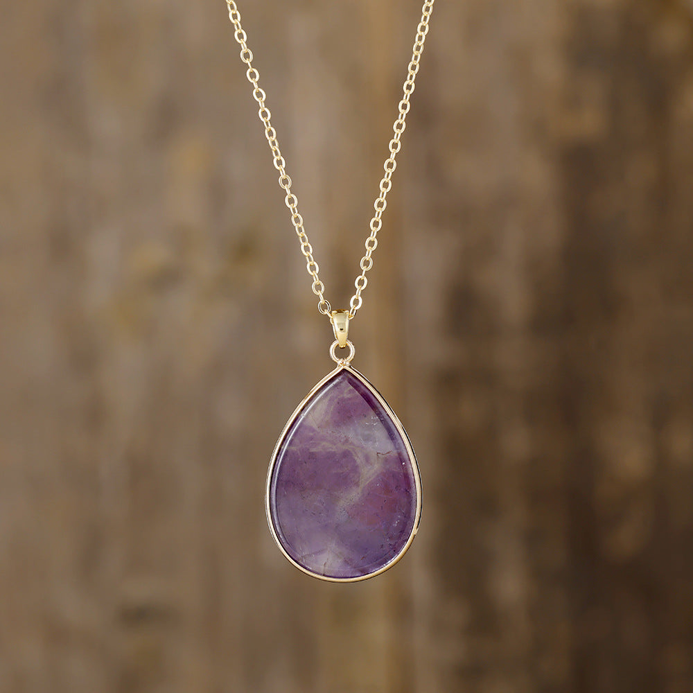 Collier pierre naturelle pendentif goutte