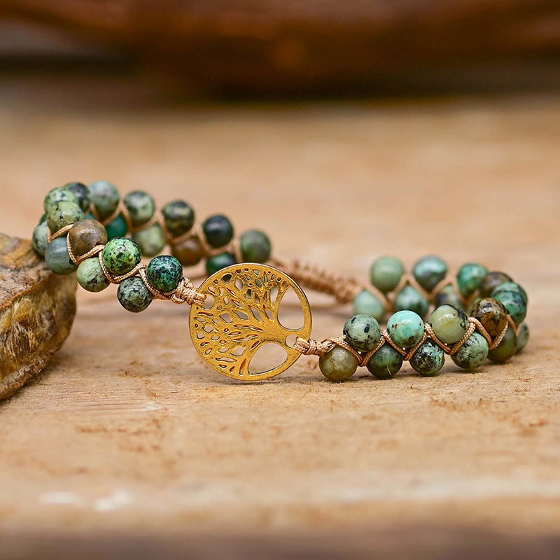 Bracelet turquoise tressé à l'arbre de vie