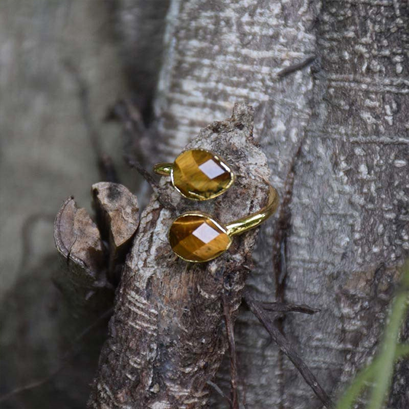Bague oeil de tigre ajustable