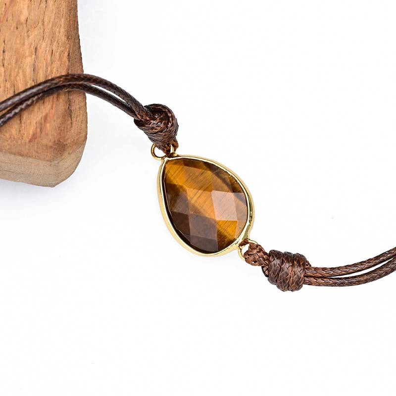 Bracelet oeil de tigre pendentif goutte
