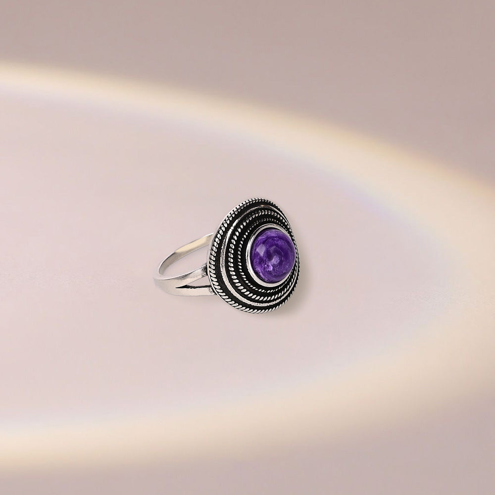 Bague améthyste ronde en argent 925