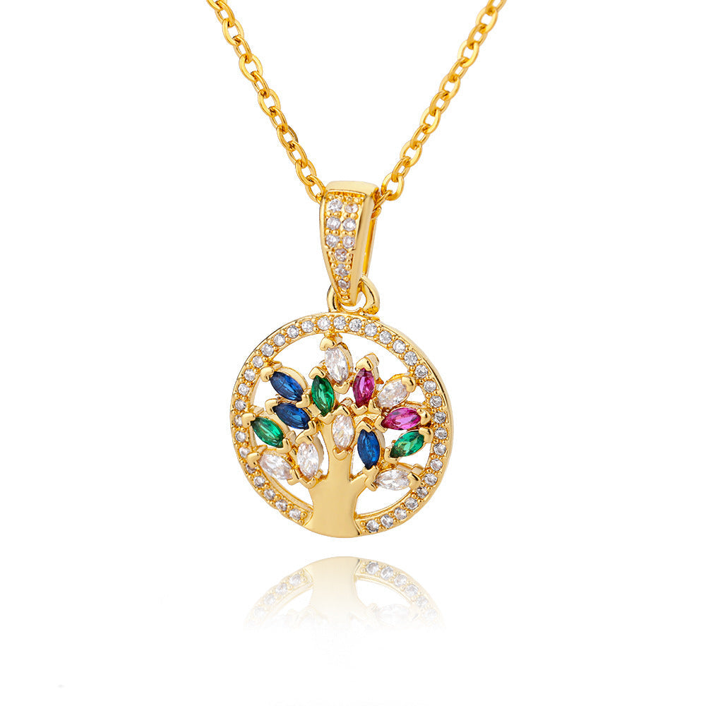 Collier arbre de vie zen doré aux zircons