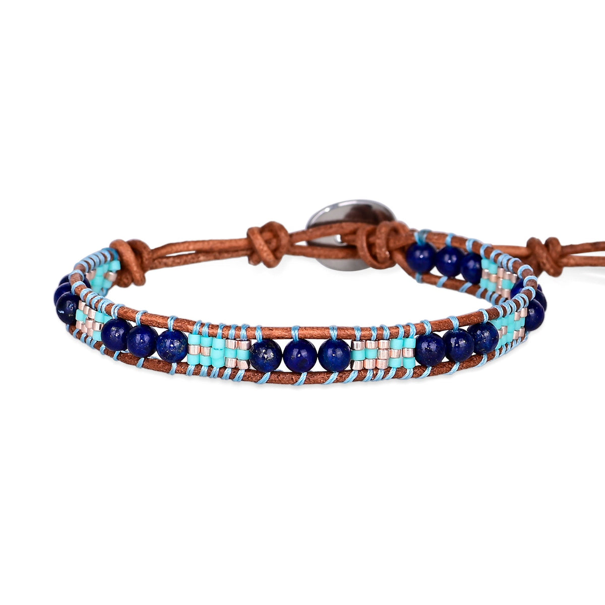 Bracelet lapis lazuli perles forme de riz