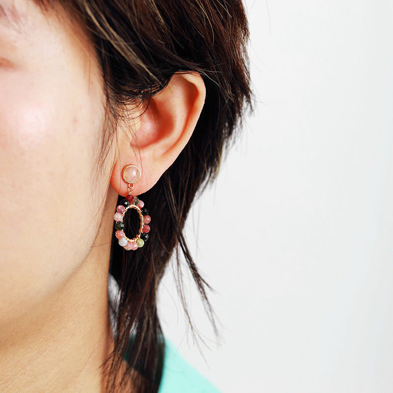 Boucles d'oreilles tourmaline au design européen