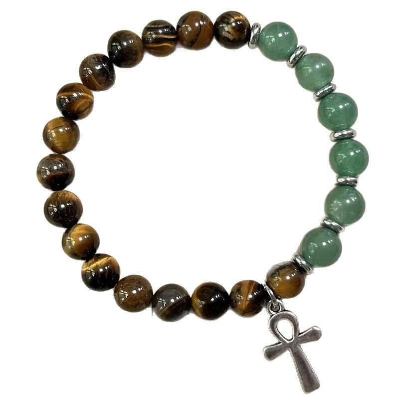 Bracelet oeil de tigre et aventurine verte