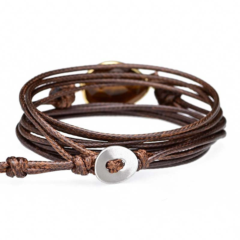Bracelet oeil de tigre pendentif goutte
