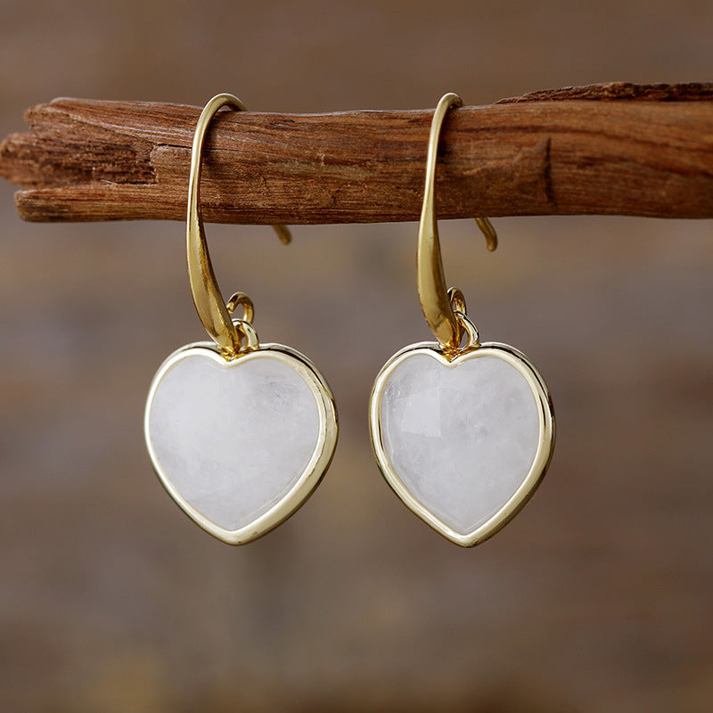 Boucles d'oreilles coeur en pierres naturelles