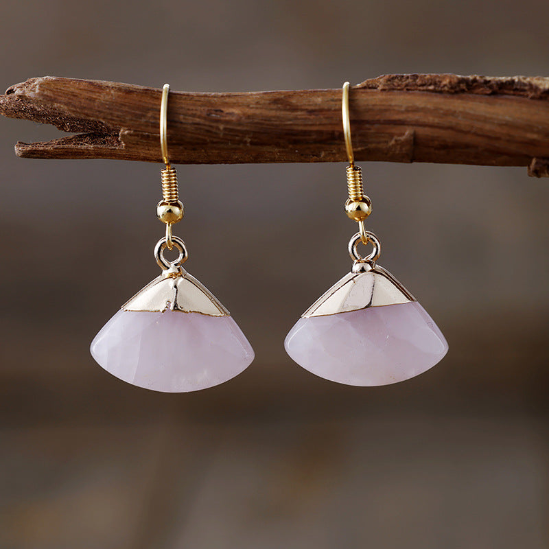 Boucles d'oreilles éventail quartz rose et amazonite