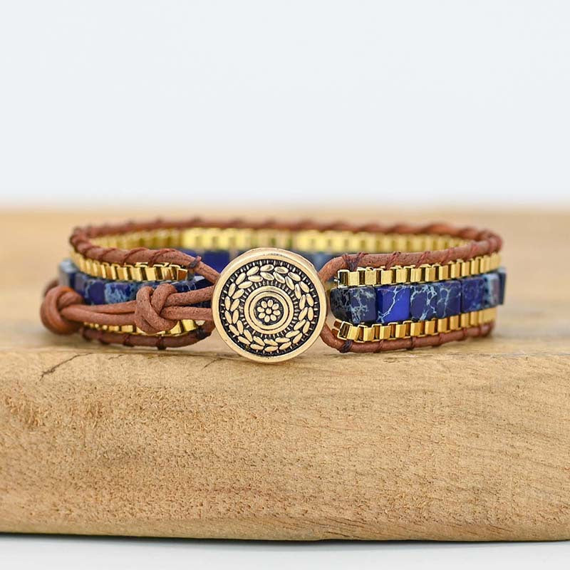 Bracelet lapis lazuli et finitions dorées