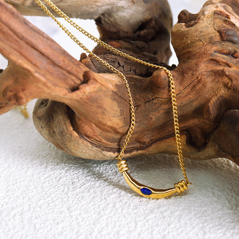 Collier oeil de tigre, agate et lapis-lazuli