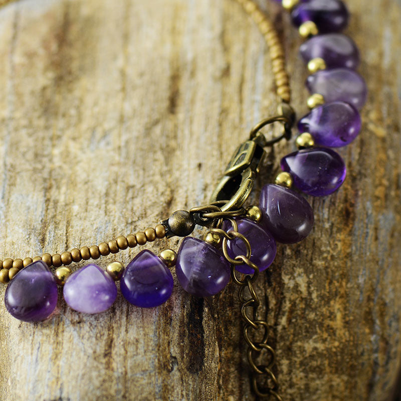 Collier améthyste bohème artisanal