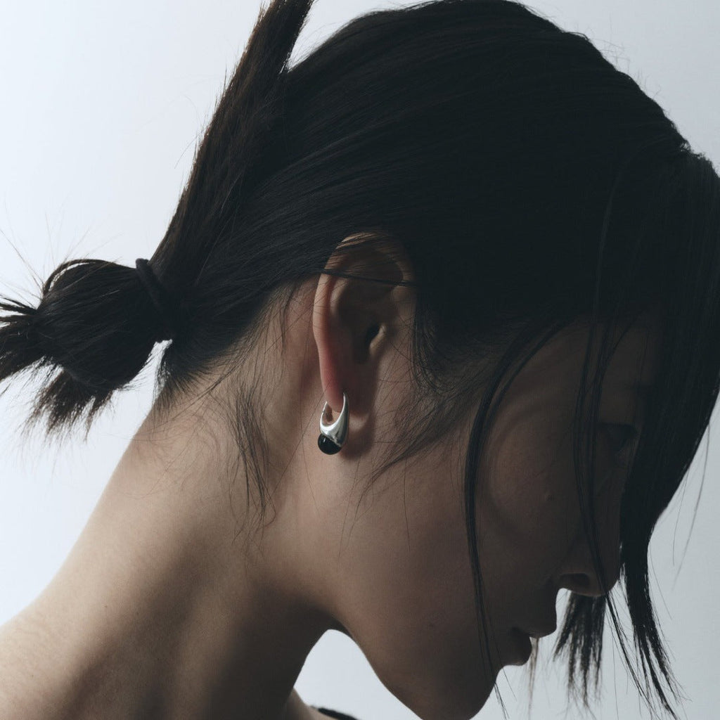Boucles d'oreilles obsidienne noire pendantes