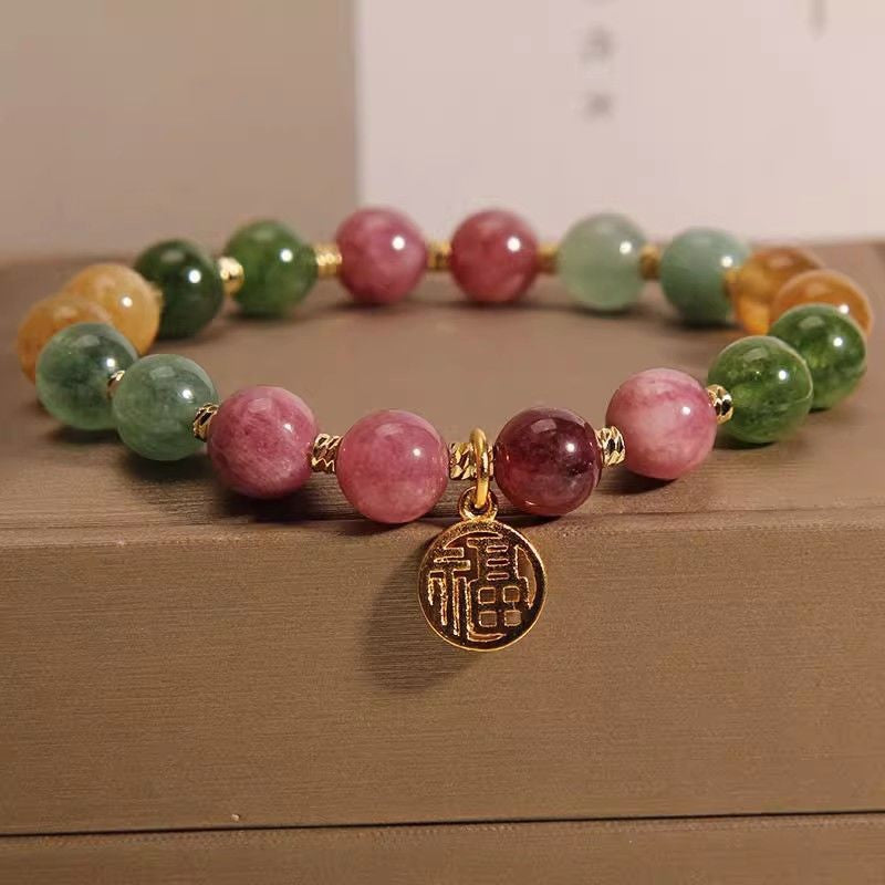 Bracelet jade et tourmaline