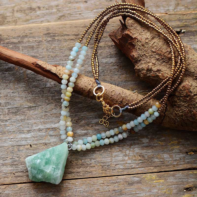 Pendentif amazonite ajustable 40 cm