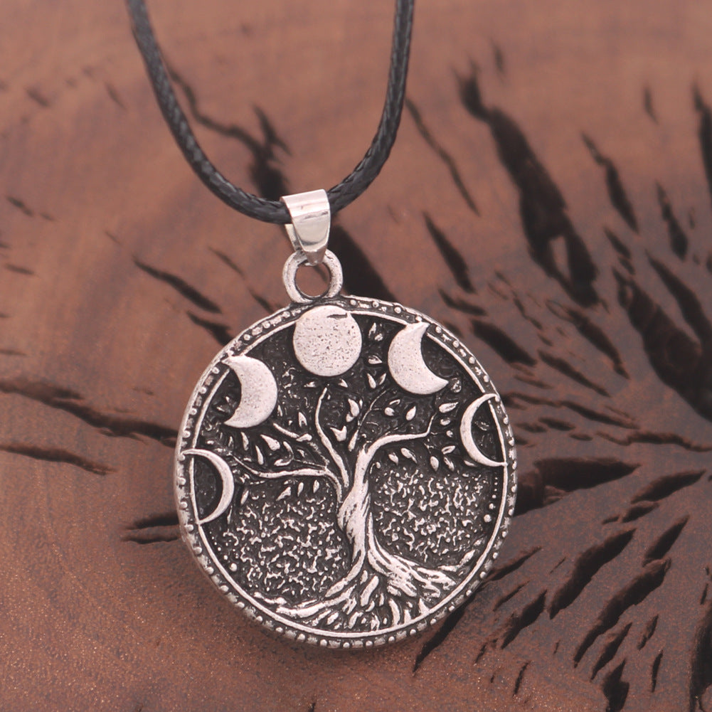 Collier arbre de vie nordique, soleil et lune