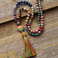 Collier 7 chakras à pompon bohème
