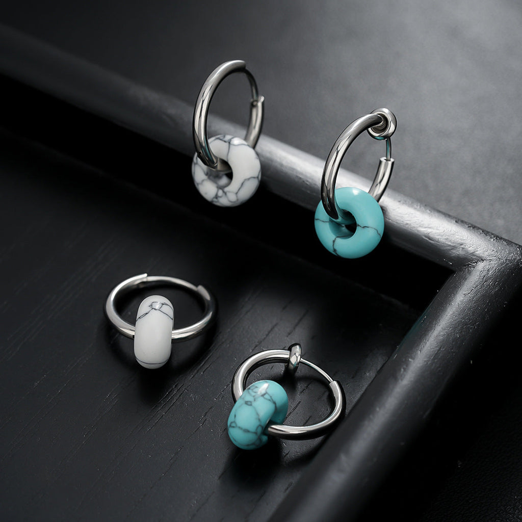 Boucles d'oreilles clip en pierre naturelle