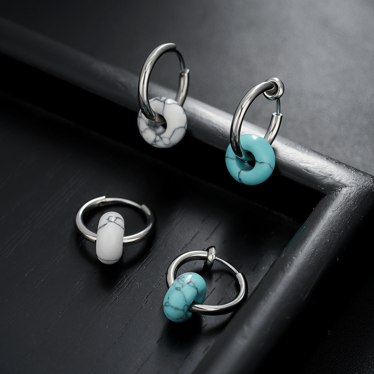 Boucles d'oreilles clip en pierre naturelle