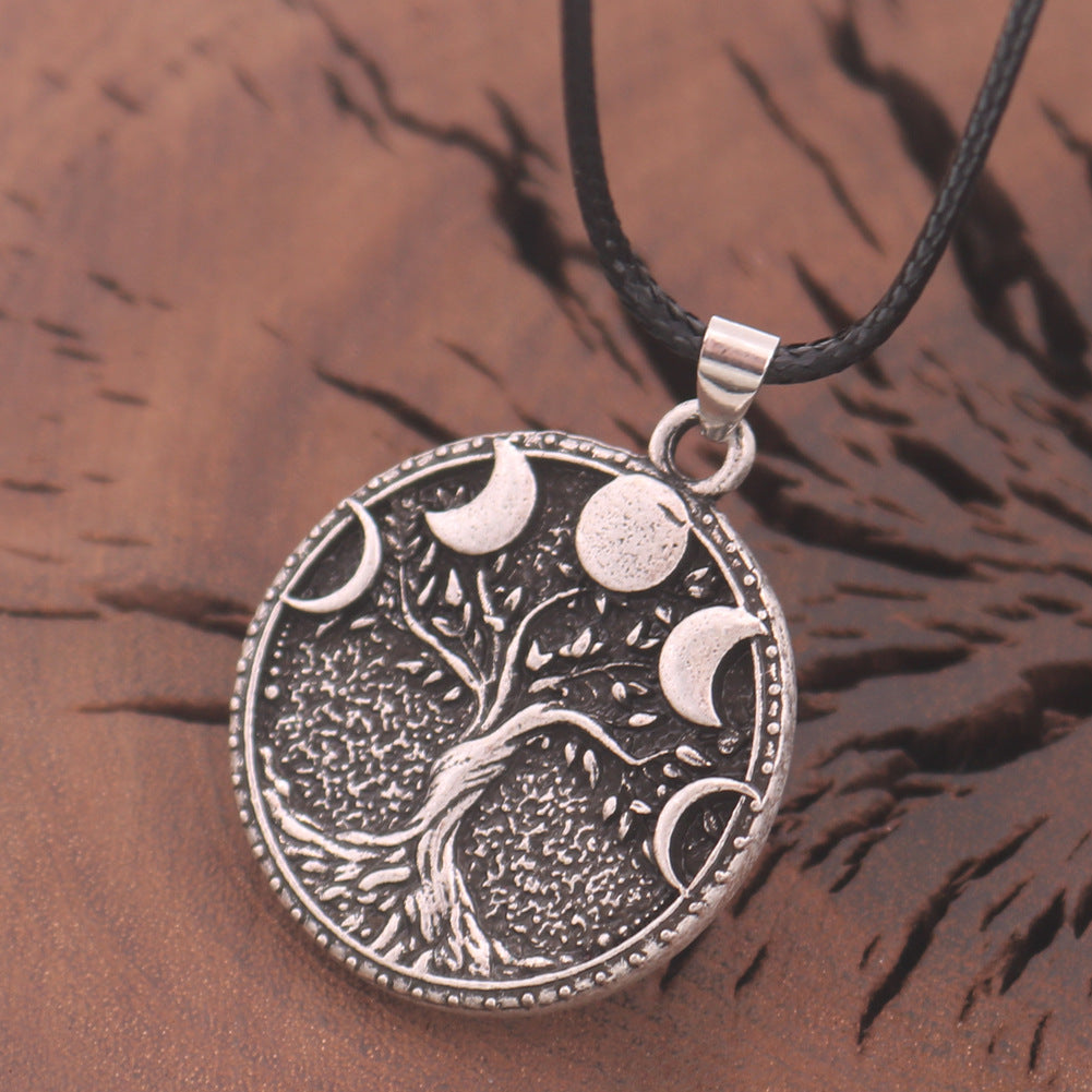 Collier arbre de vie nordique, soleil et lune